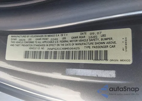 2008 Volkswagen New Beetle S из США, поврежденный, VIN 3VWPG31C48M506425